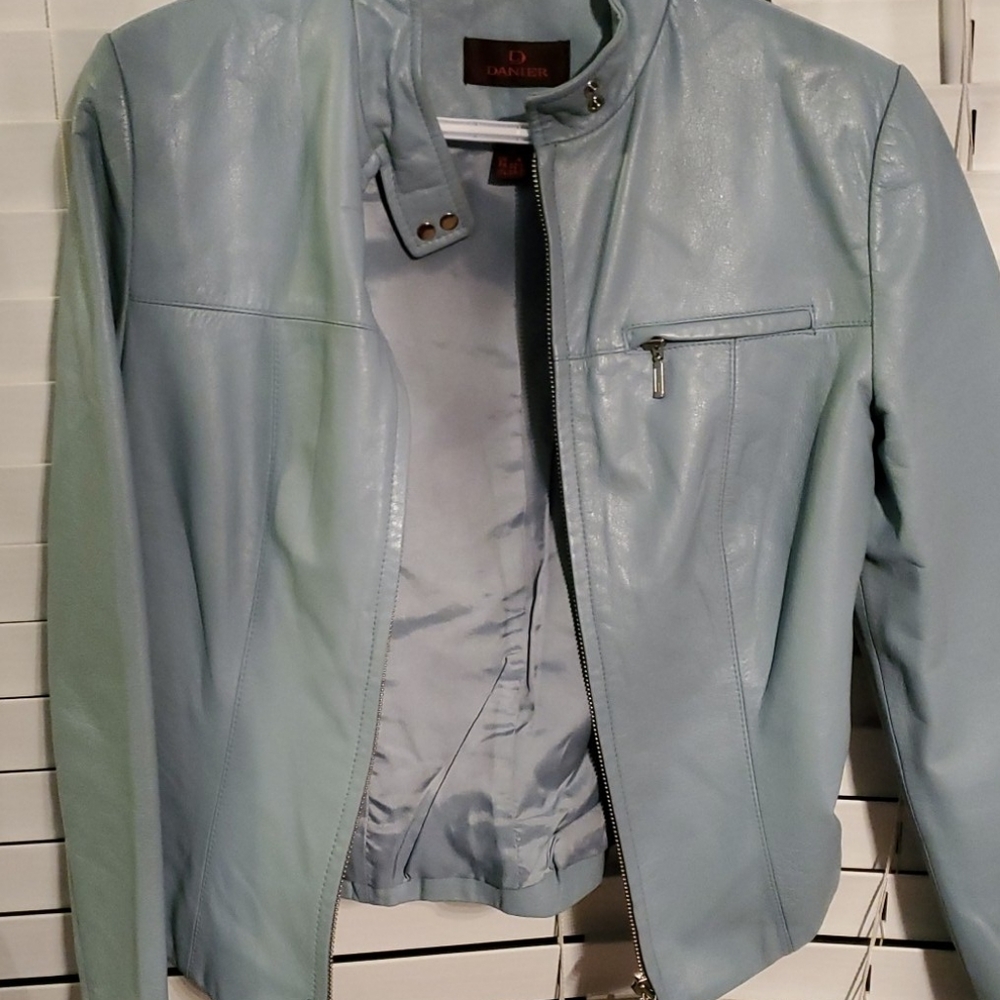 Baby blue leather danier